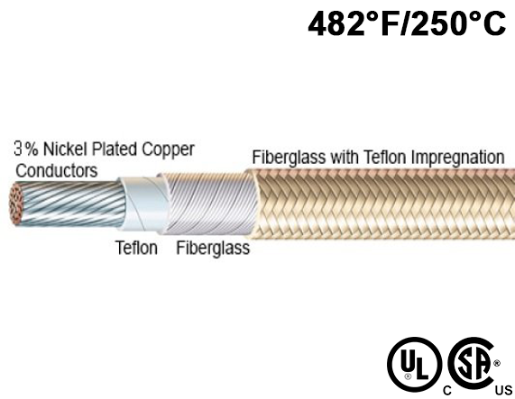 932970-2 High Temp Lead Wire, 16 AWG, Trade Designation MG, Fiberglass,  Mica, 250 ft